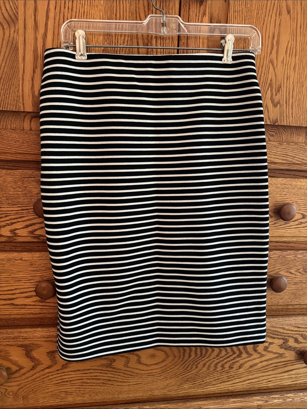 LOFT Black and White Horizontal Stripe Pencil Skirt